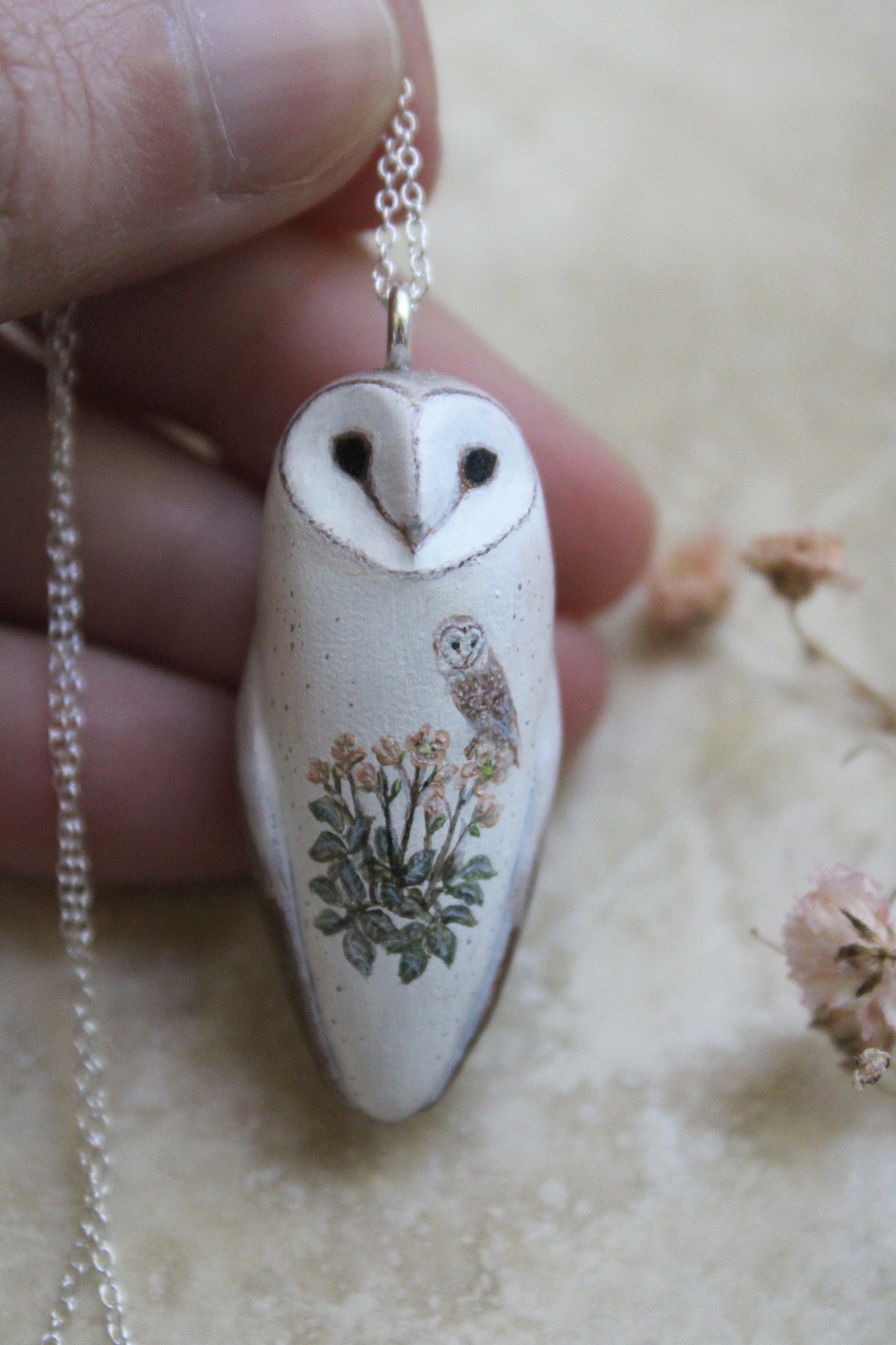 Hellebore Barn Owl Necklace