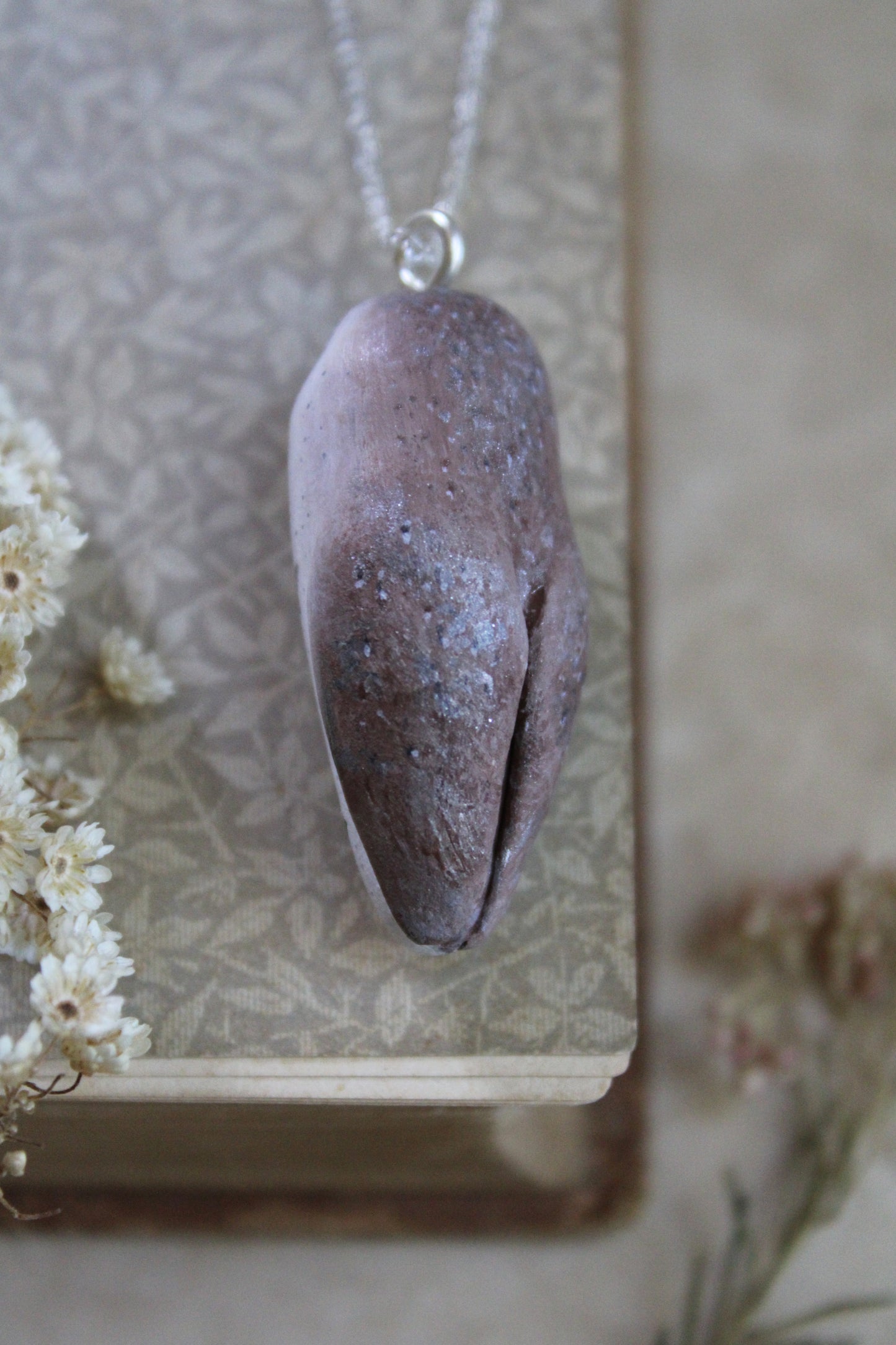 Foxglove and Hummingbird Barn Owl Necklace